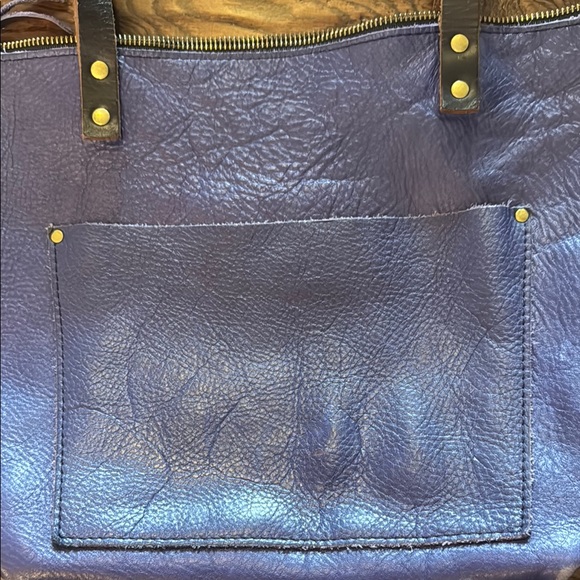 Portland Leather Purple Medium Tote - Picture 2 of 8